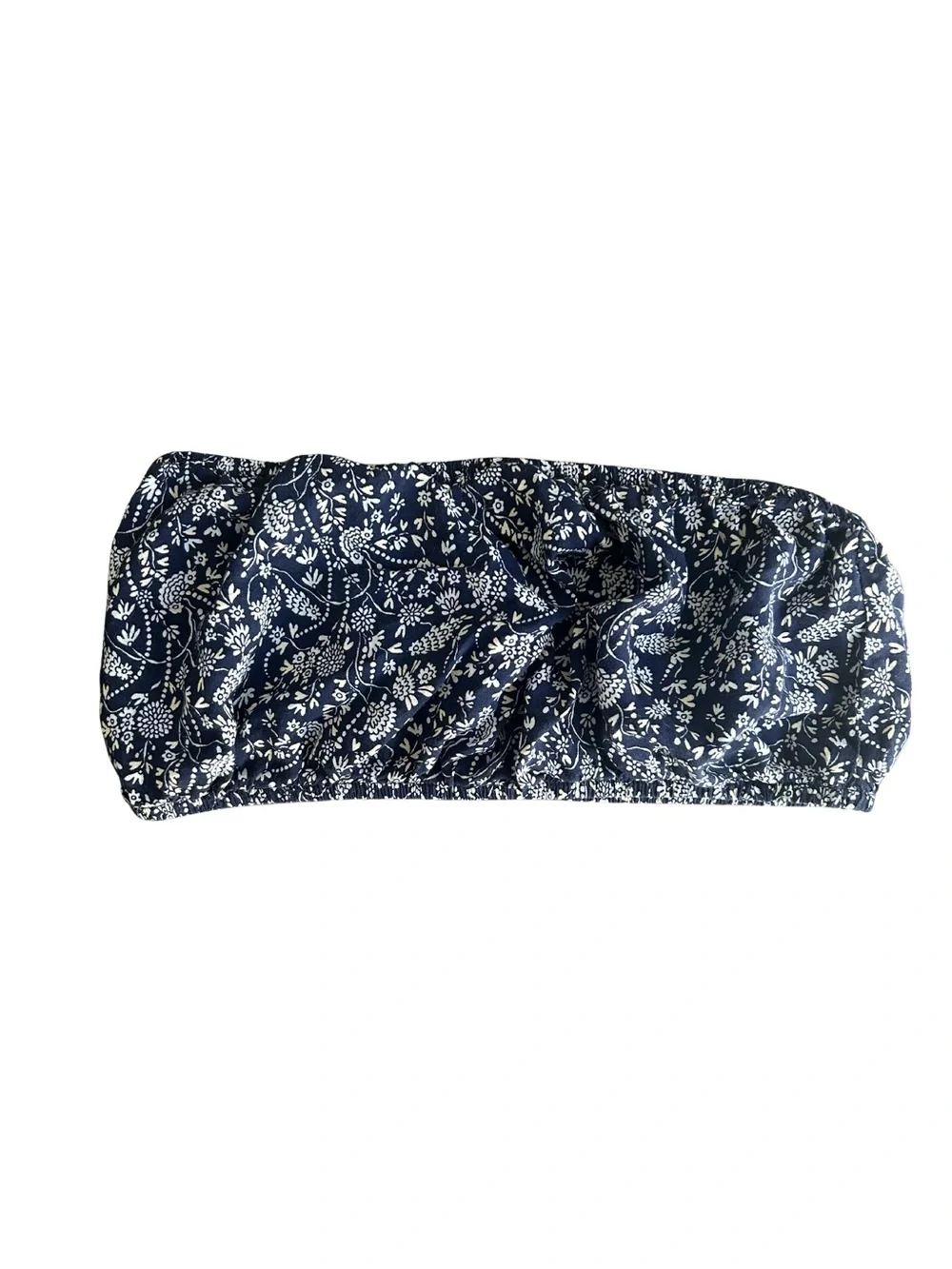 Urban Outfitters Navy Floral Elastic Bandeau Top